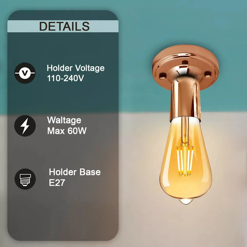 Retro ceiling light with metal flush mount and vintage style, compatible with E27 bulbs, indoor use ceiling lamp