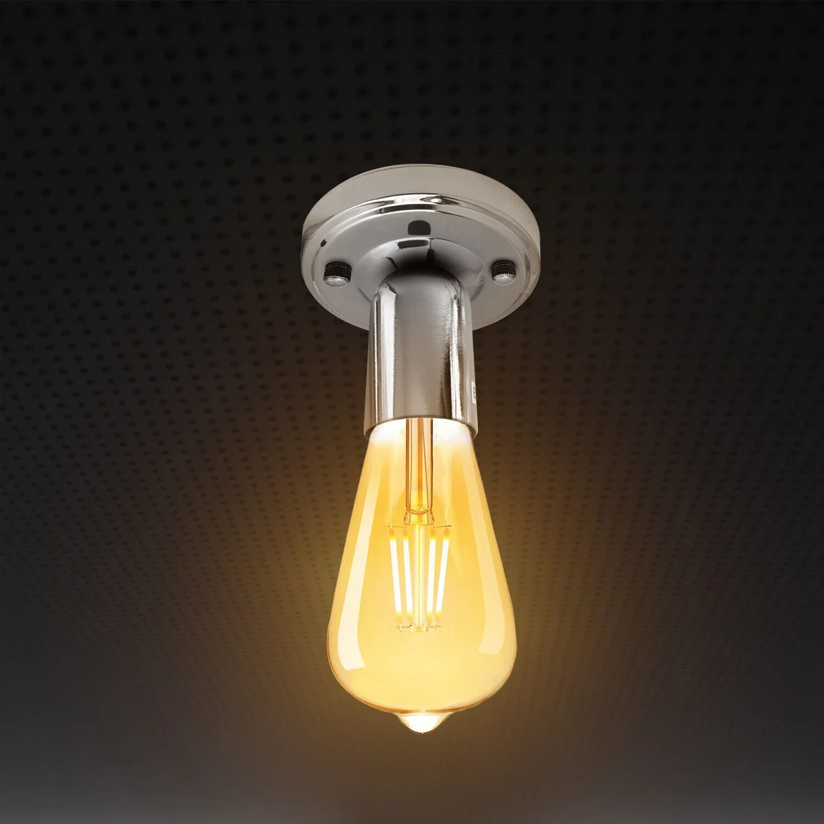 Vintage ceiling lamp with metal flush mount and single E27 bulb holder in retro industrial style for indoor use