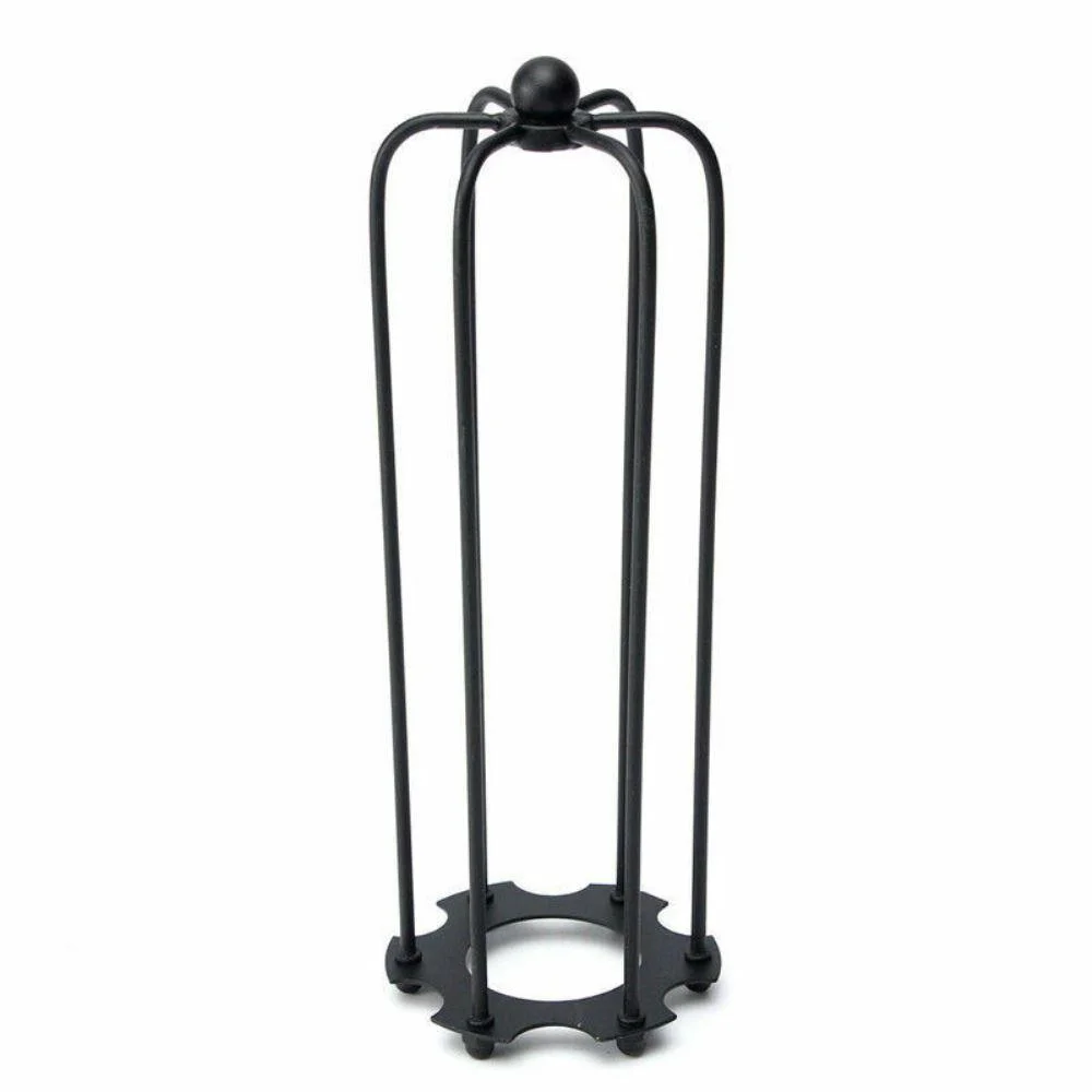 Black vintage industrial lampshade with slim cylindrical black metal wire cage, ideal for compact indoor spaces, no bulb included