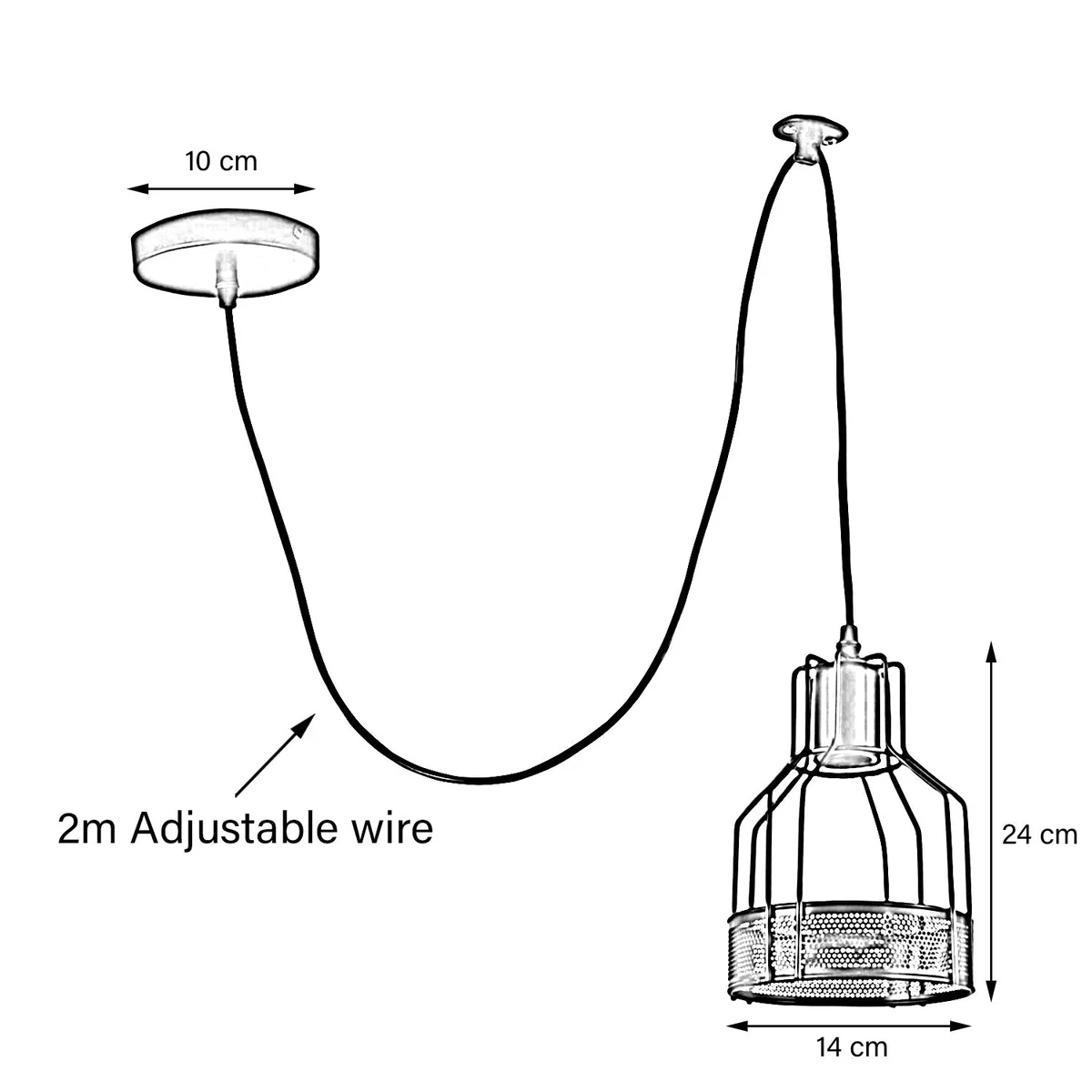 Adjustable spider pendant light with five black metal cage arms and exposed Edison bulbs hanging from ceiling mount