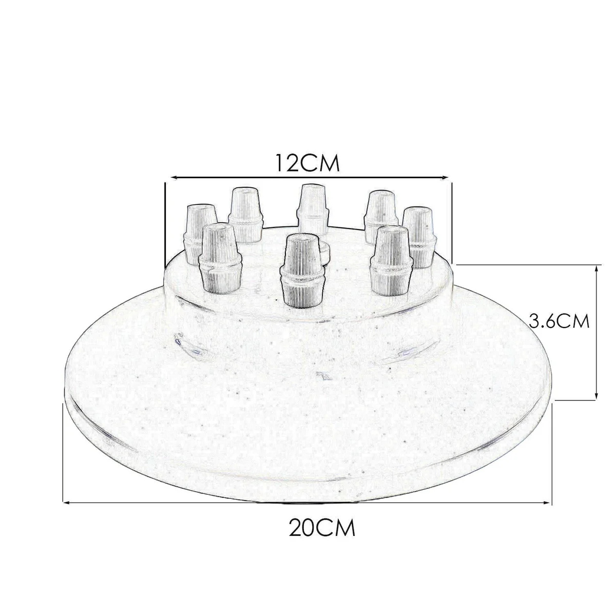 White vintage style ceiling rose with multiple cord grips and metal bracket, 200mm diameter, 36mm deep