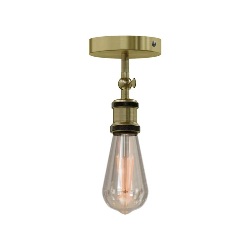Industrial adjustable ceiling spotlight in black metal finish with E27 bulb holder and adjustable handle for focused lighting