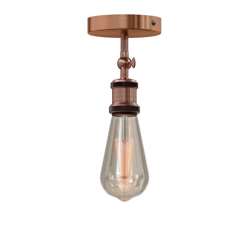 Industrial adjustable ceiling spotlight in black metal with handle, showing wall and ceiling mounting options and hardware kit