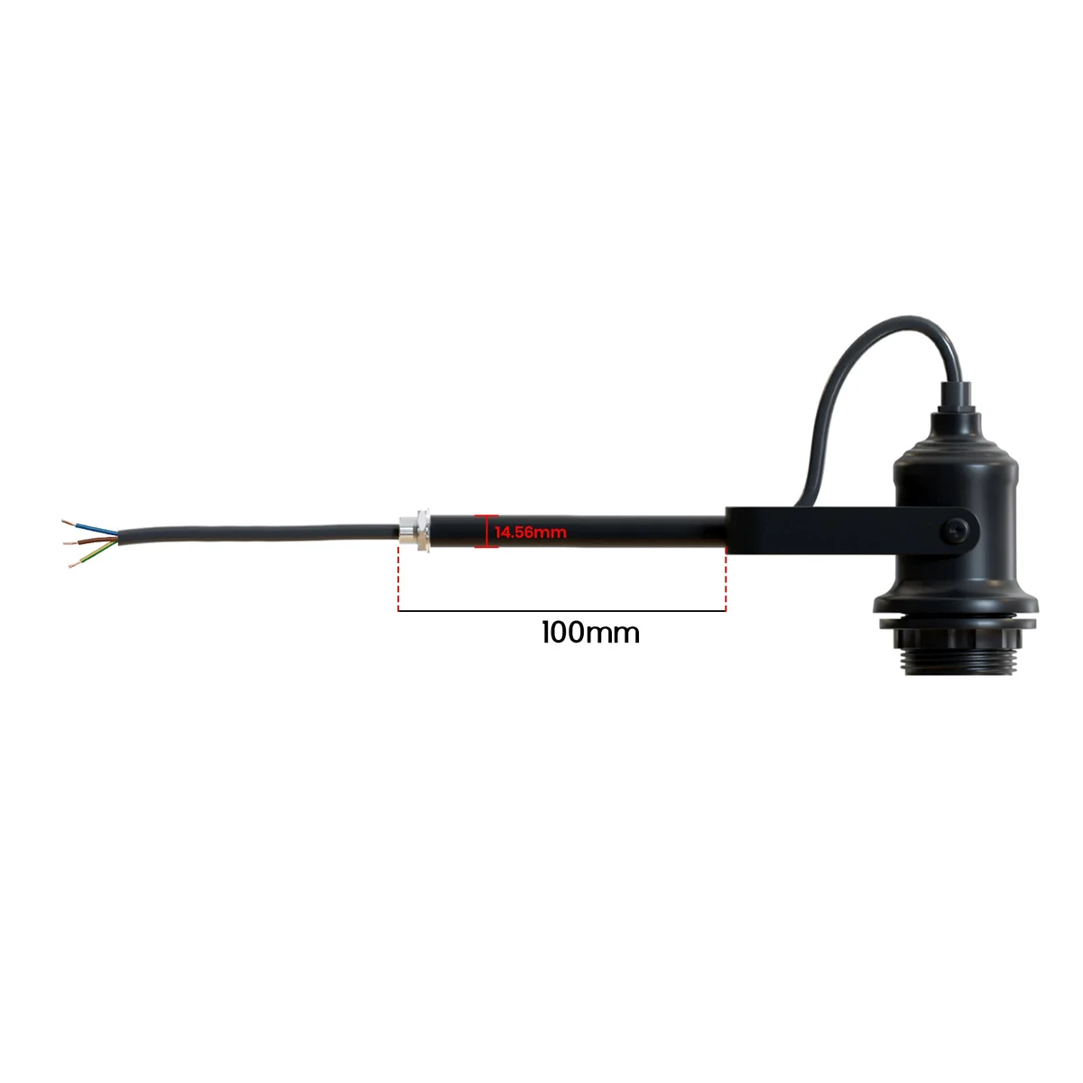 Black metal wall light with 180° rotatable swivel arm and industrial vintage design mounted on white wall