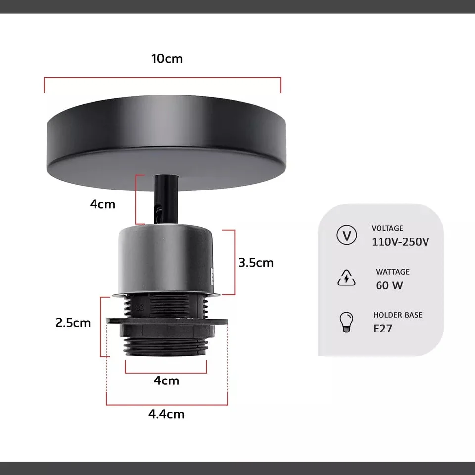 Modern adjustable industrial ceiling lamp with flush mount design and E27 bulb fitting in a sleek indoor setting
