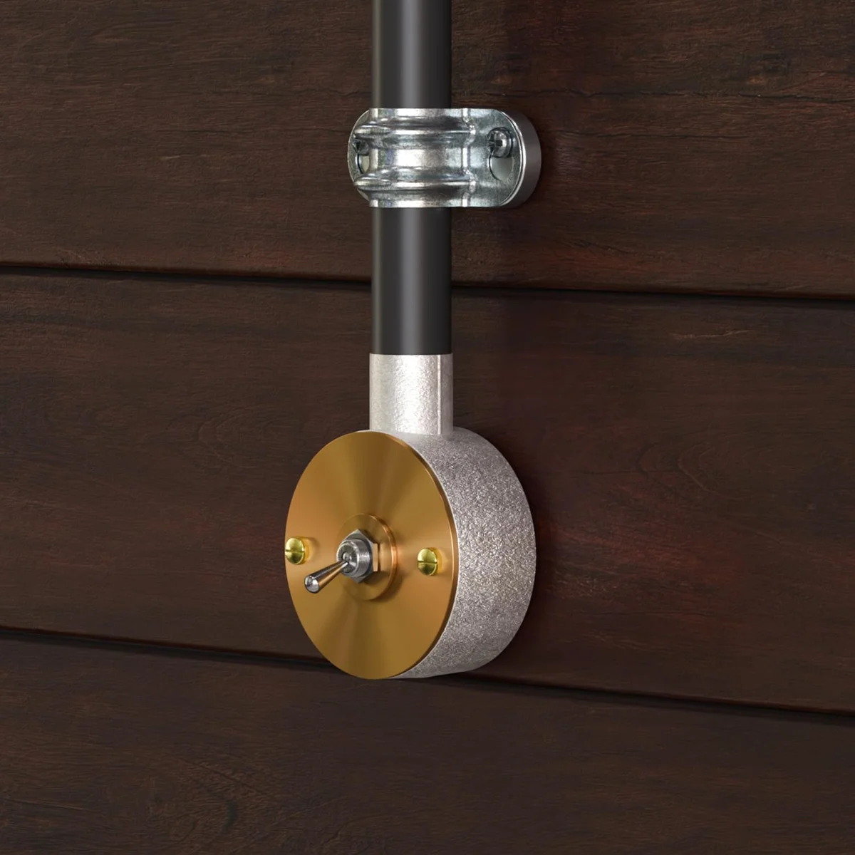 Metal surface mount toggle switch with ON/OFF plate and 10mm hole for industrial or lighting applications