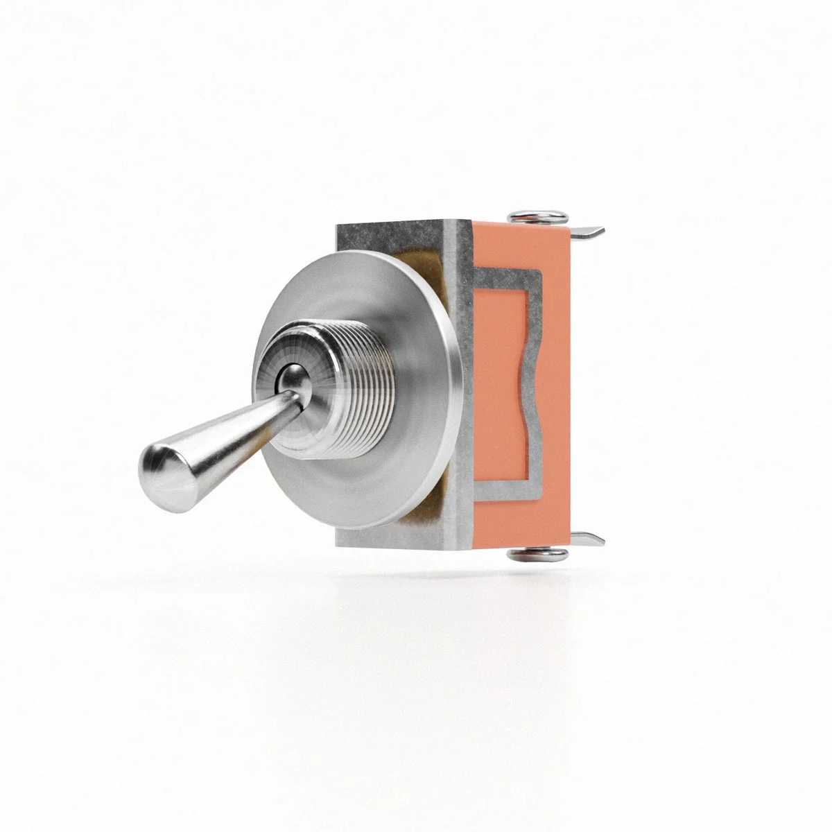 Metal industrial toggle switch with ON/OFF plate and 10mm hole, surface mount, vintage copper finish design