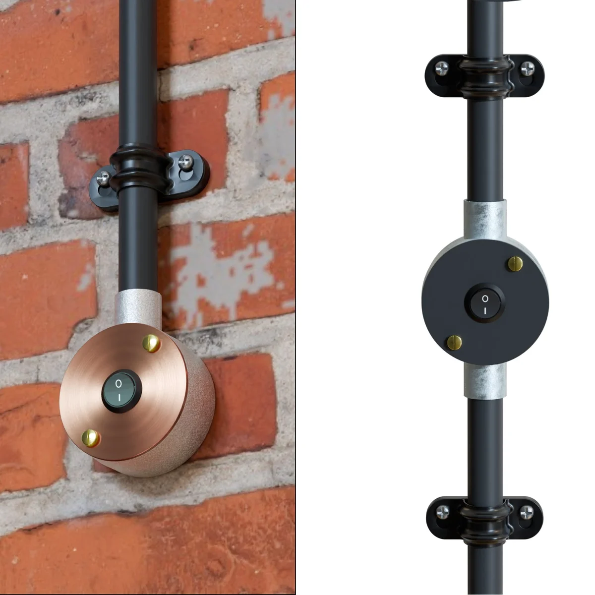 Round black round rocker switch with ON/OFF label and pre wired switch leads for panel mounting and easy installation