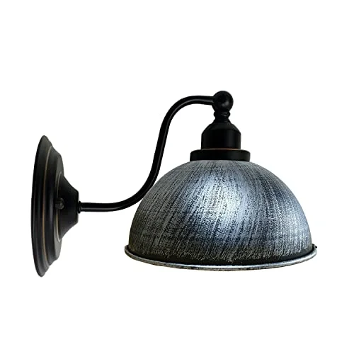 Indoor wall lamp with metallic dome shade, vintage industrial style, multi‑colored options, mounted on wall for living rooms
