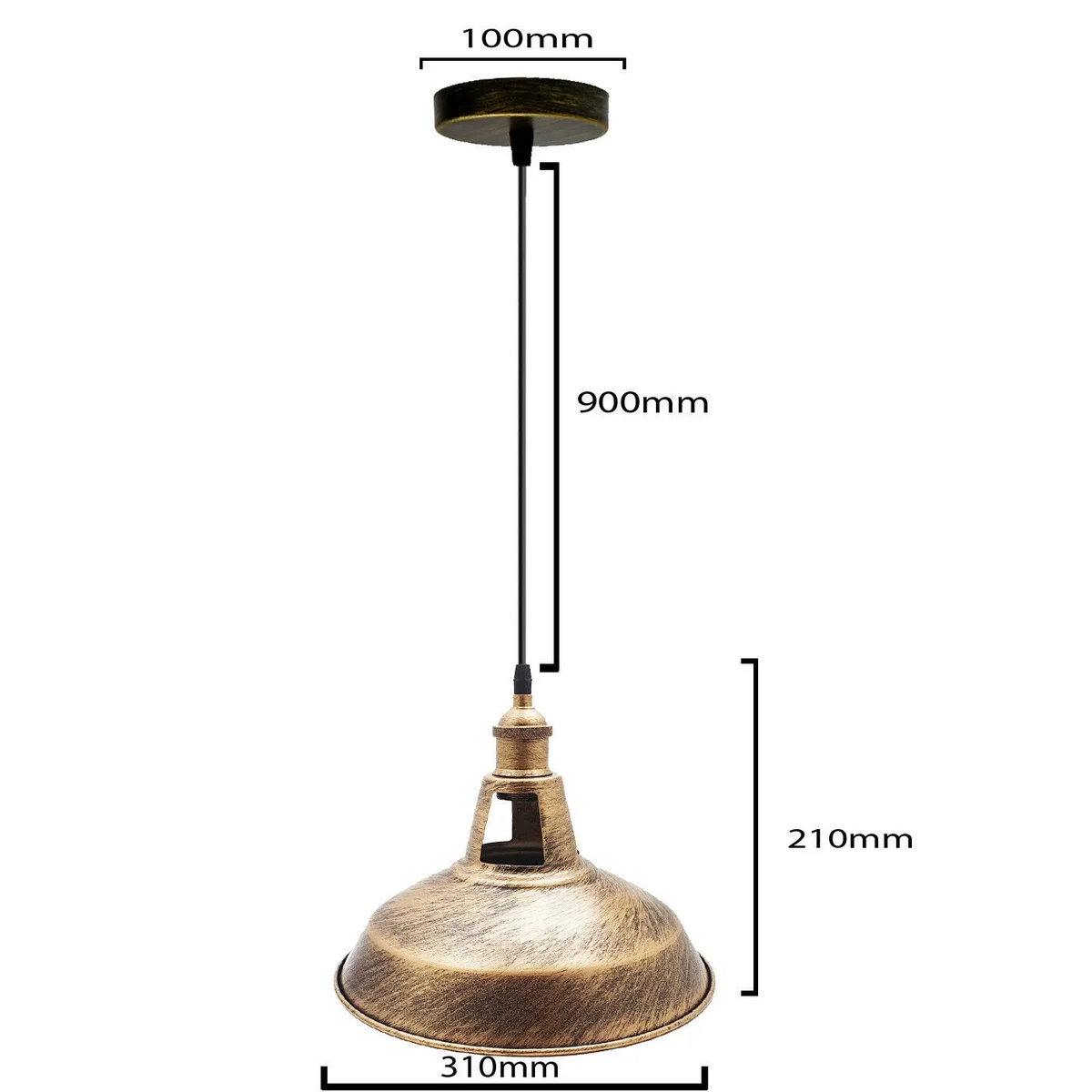 Black vintage metal pendant light with slotted shade, adjustable 900mm flex, ideal for kitchens or bedrooms