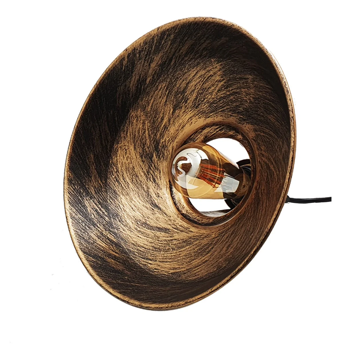 Black vintage industrial pendant lighting with slotted metal shade and adjustable 900mm flex hanging against white background