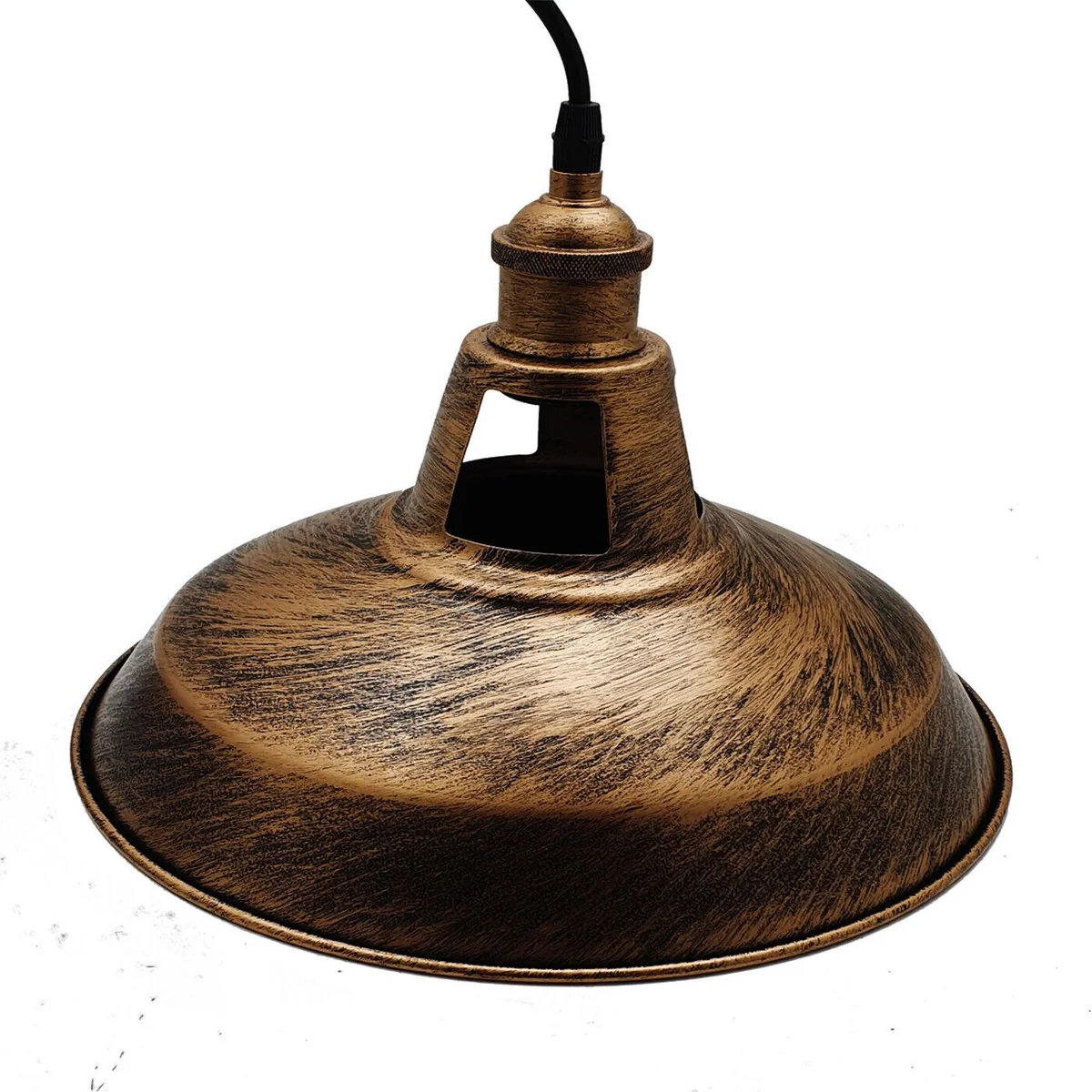 Black vintage retro kitchen island pendant light with slotted metal shade and adjustable 900mm flex hanging from ceiling