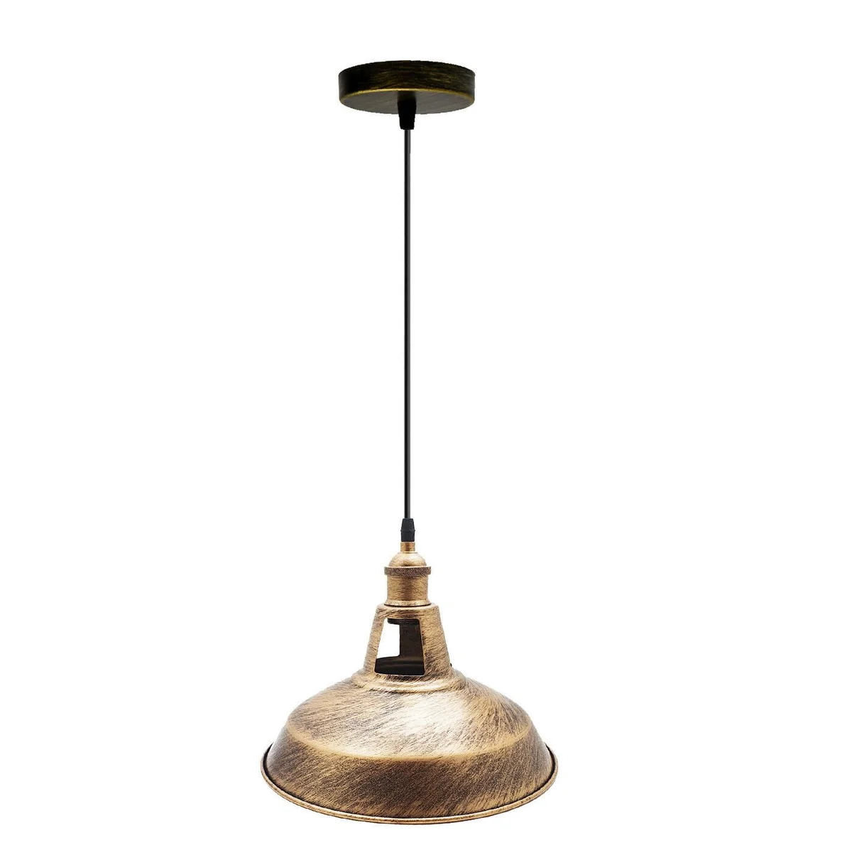 Black vintage pendant light with slotted metal shade, adjustable 900mm flex, ideal for kitchen or bedroom ceiling installation