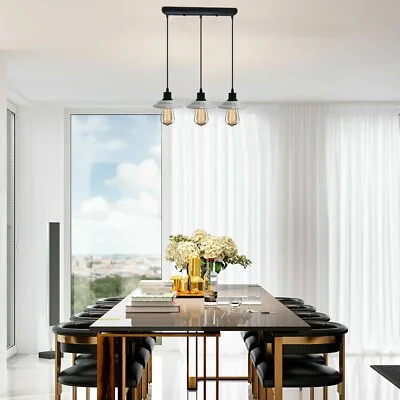 Black ceiling light fitting with three E27 lamp holders and 110cm cables, modern pendant cluster design