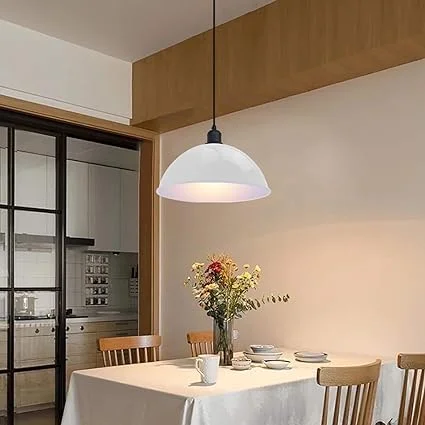 Black retro metal dome light shade with easy-fit E27 base and smooth curved design for ceiling pendant lighting