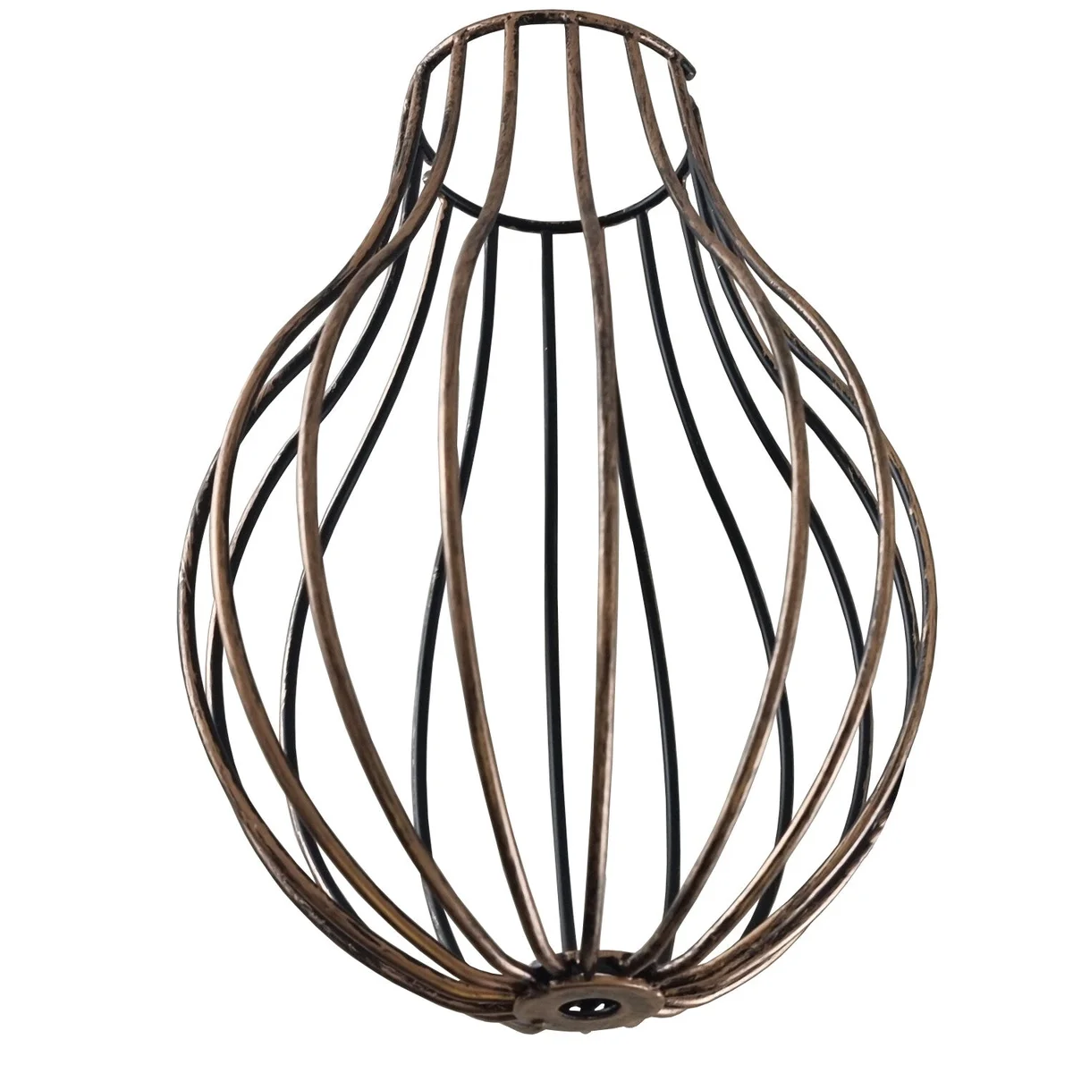 Black vintage cage lamp shade with brushed copper finish, iron metal frame for table or ceiling light fixtures