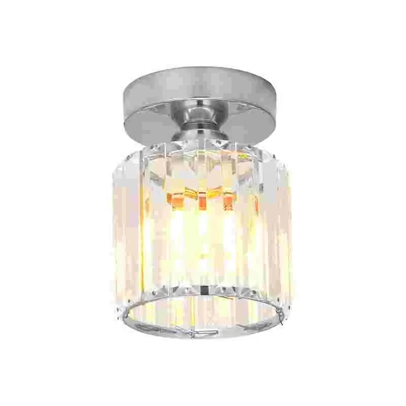 Art Deco ceiling lamp with brass finish, clear glass, and round crystal design, suitable for dimmable indoor lighting