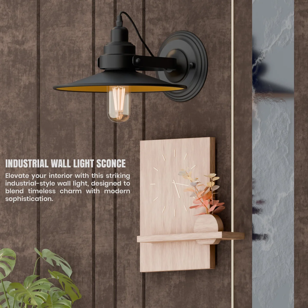 Adjustable metal wall mounted lamp with flat shade and swing arm, ideal for focused indoor lighting in modern spaces