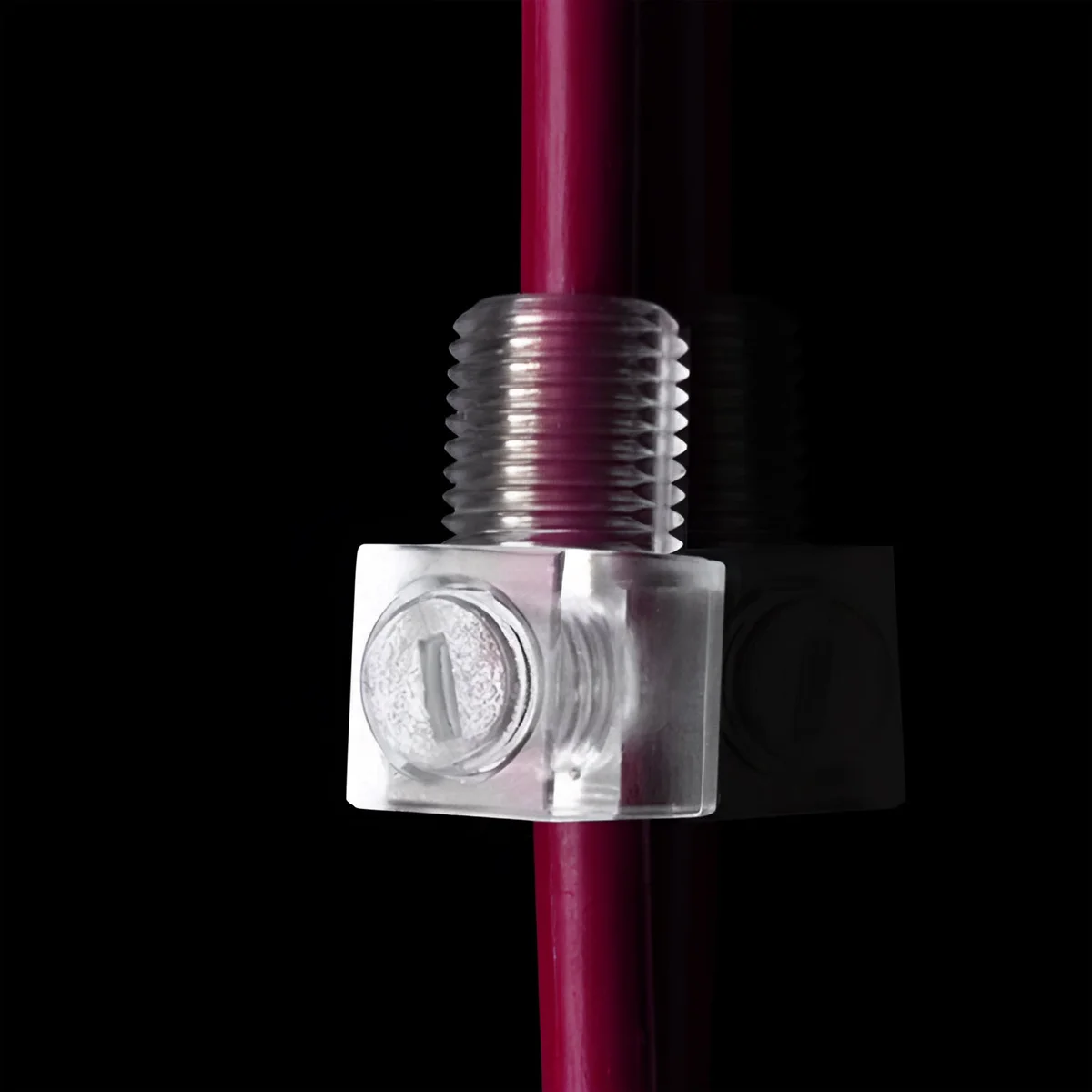 Pack of 5 M10 cord grip adapters in L-shape, black PVC with locking screw for strain relief and M7 internal threading