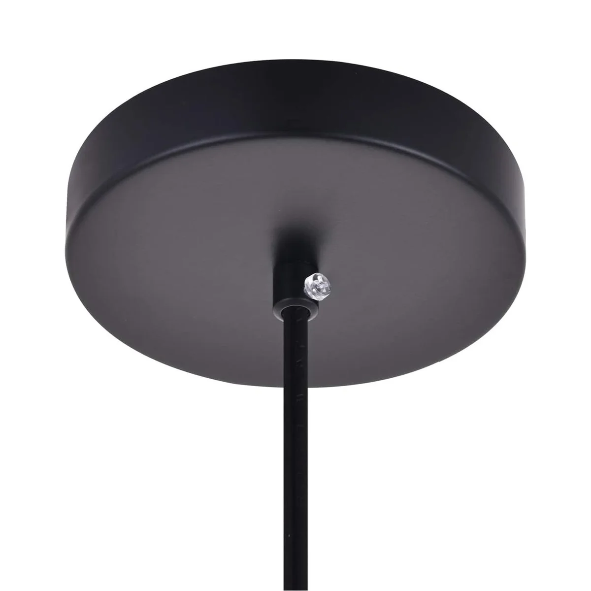 5 black metal cable clamp for ceiling light, M10 threaded base, 13mm cable entry, side screw, compact 23mm height.