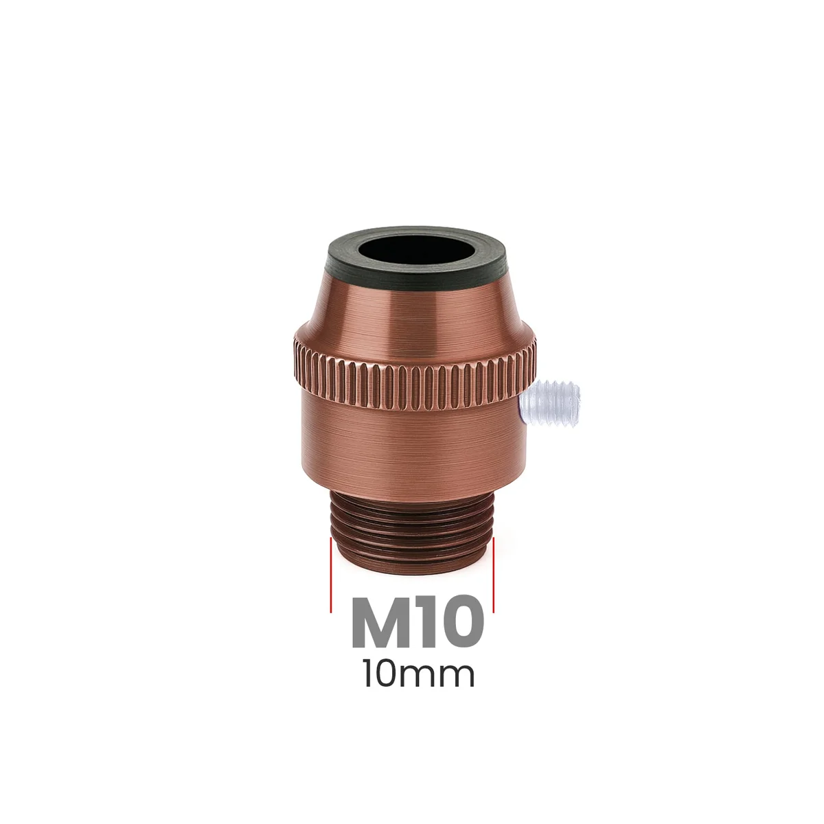 Five metal M10 threaded cord grips with ribbed surfaces and 16mm cable entry for secure strain relief installation
