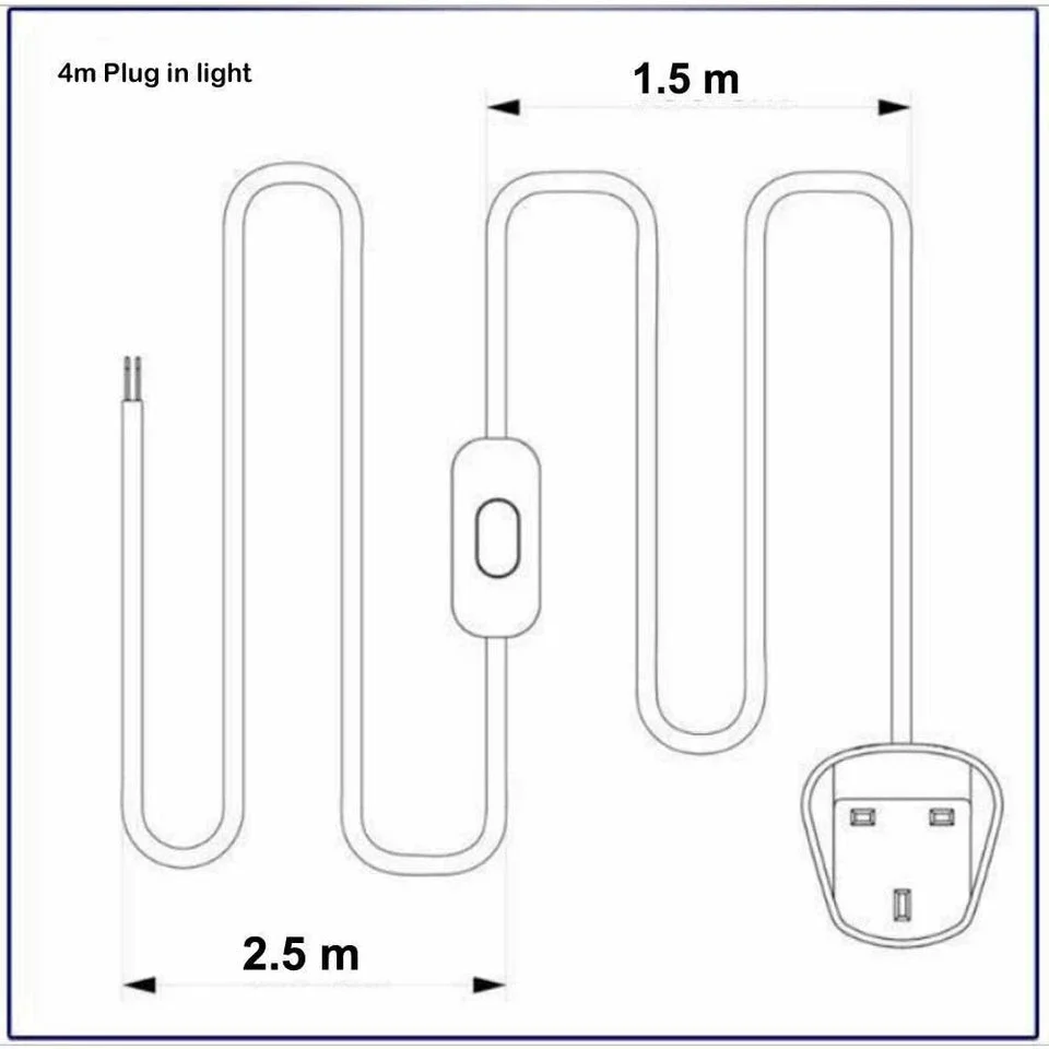 Rose gold vintage style pendant with 4m fabric flex cable, inline switch, UK plug and metal E27 bulb holder