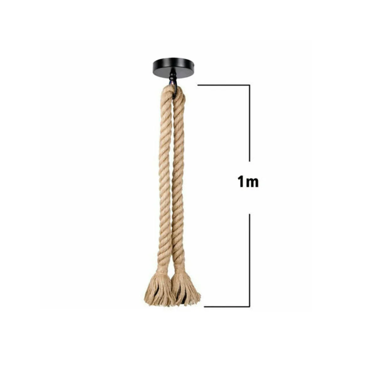 Country style pendant lamp with natural hemp rope shade hanging from metal base, suitable for E27 bulbs, vintage design
