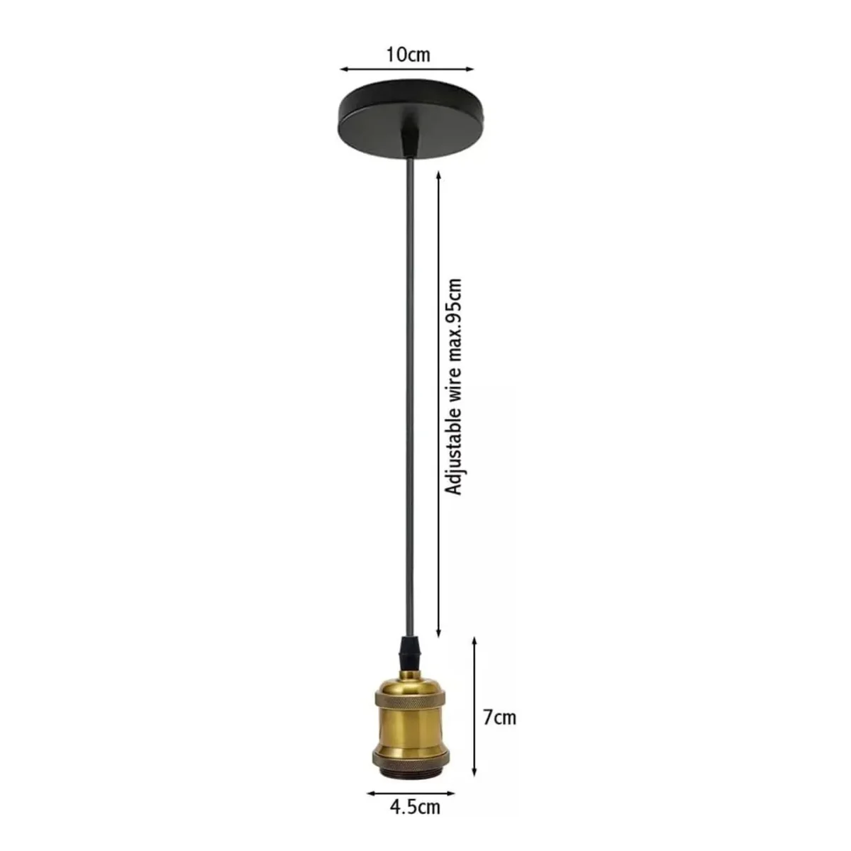 Vintage industrial brass indoor ceiling light with adjustable round cable and E27 bulb holder, ceiling mounted design