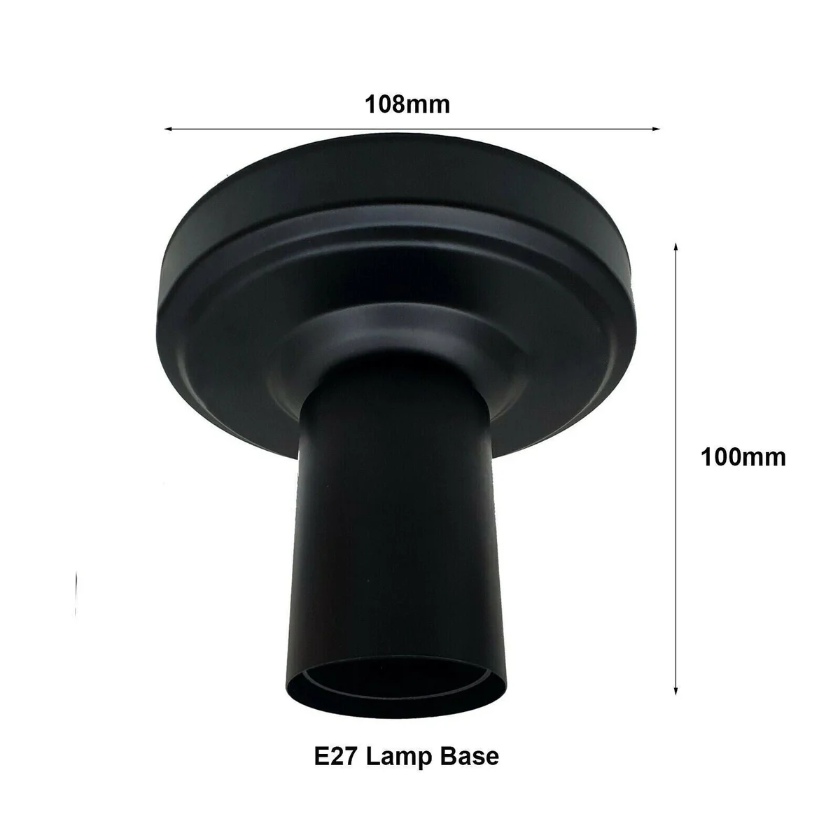 Black metal vintage style ceiling light holder with E27 socket and ceiling plate, no bulb included