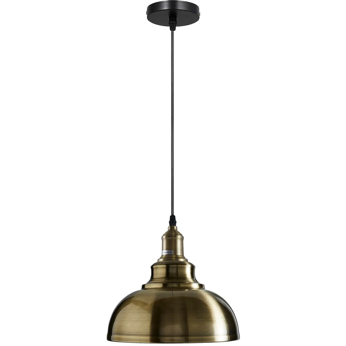 Vintage style ceiling lamp with industrial metal shade, hanging pendant light on a 95cm cord, E27 base, black finish