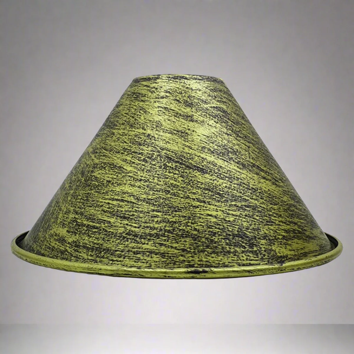 Vintage metal pendant shade in brushed brass finish, 18cm steel dome with 40mm ring for E27 bulbs, industrial style