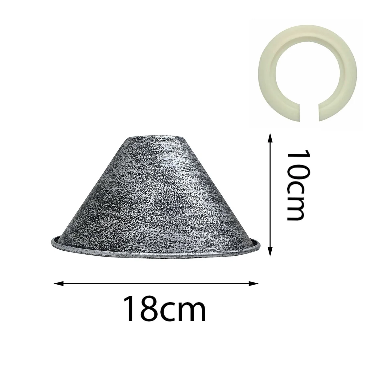 Brushed brass heavy duty steel lampshade 18cm diameter, industrial vintage style pendant light shade close-up view