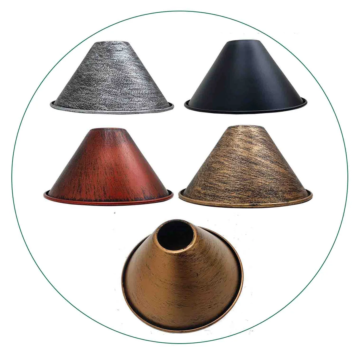 Brushed brass industrial pendant light shade 18cm with heavy-duty steel construction and 40mm ring opening