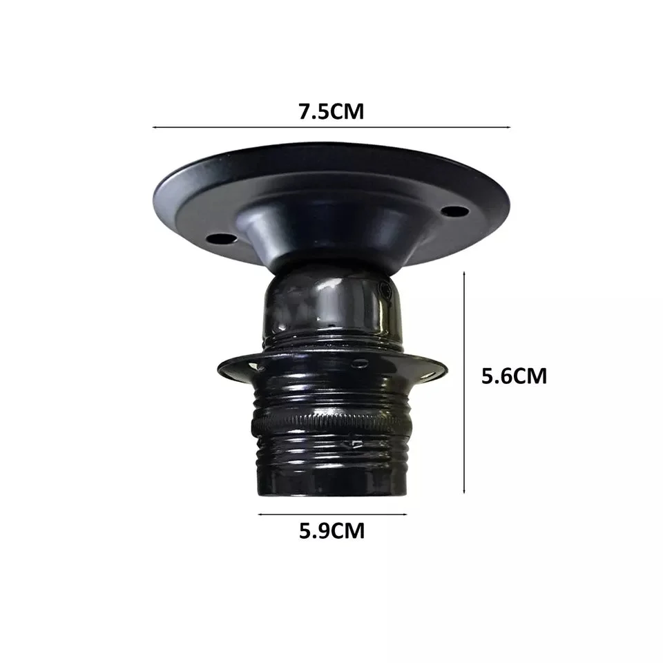 Vintage lamp holder with metal E27 Edison screw socket designed for ceiling mounting, showing exposed bulb fitting details