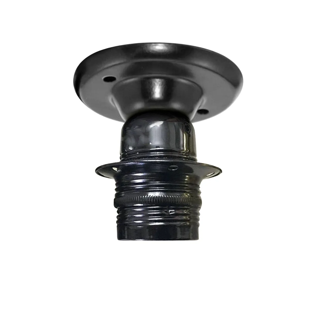 Vintage metal E27 lamp bulb holder with exposed Edison screw socket, suitable for indoor ceiling mounting, 60W max power