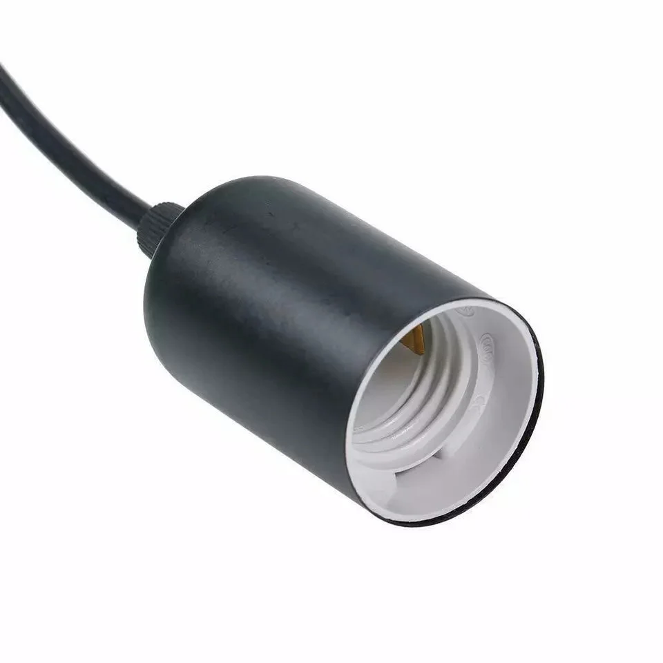Adjustable 95cm metal pendant lamp with E27 holder and black PVC cable for ceiling mounting in industrial style