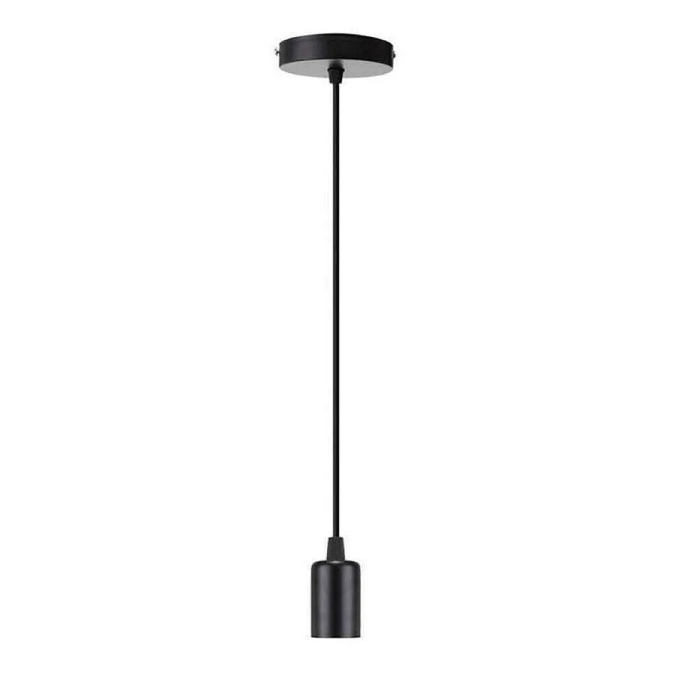 Adjustable 95cm metal and PVC indoor ceiling light holder with E27 socket and black cable hanging from ceiling fixture