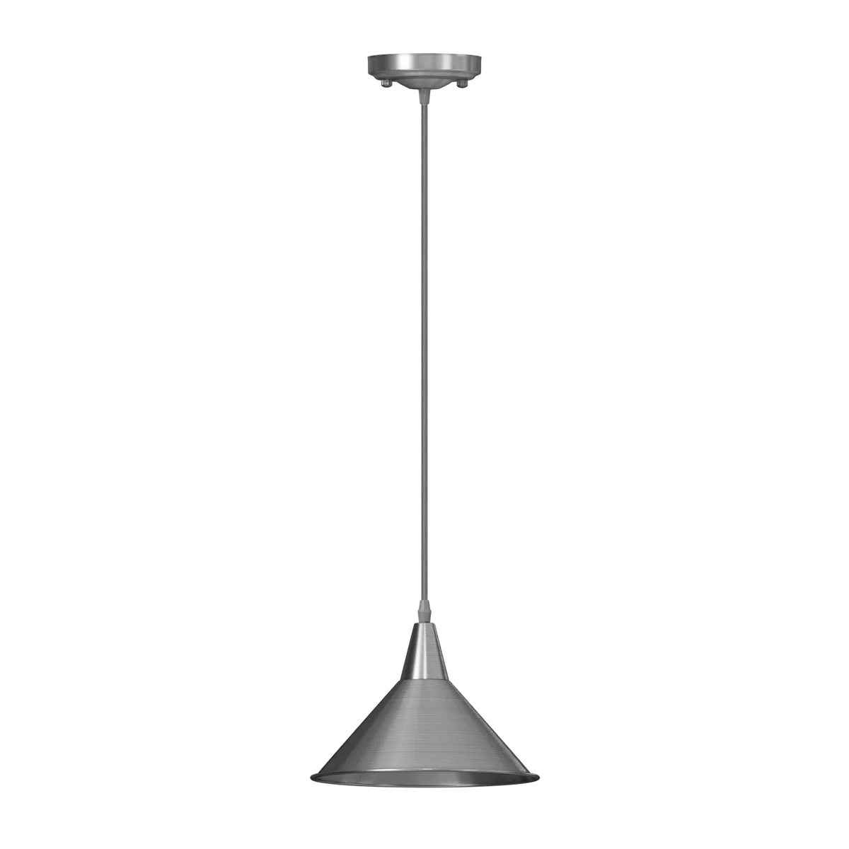 Chrome metal adjustable pendant light with cone shade hanging from ceiling, 95cm adjustable cable, modern style fixture