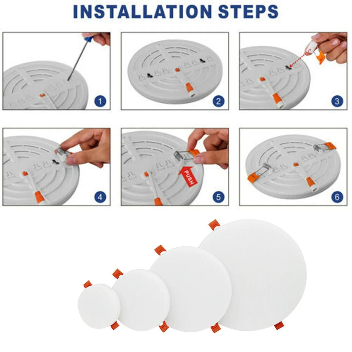 Ultra-thin round surface mount LED panel flush with ceiling, modern minimalist design in white finish