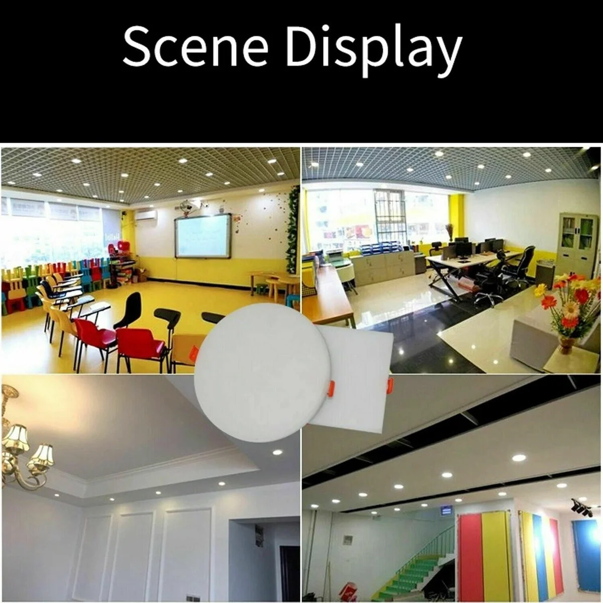 Modern LED ceiling light flush-mounted on ceiling, ultra-thin round design with white finish, minimalist style