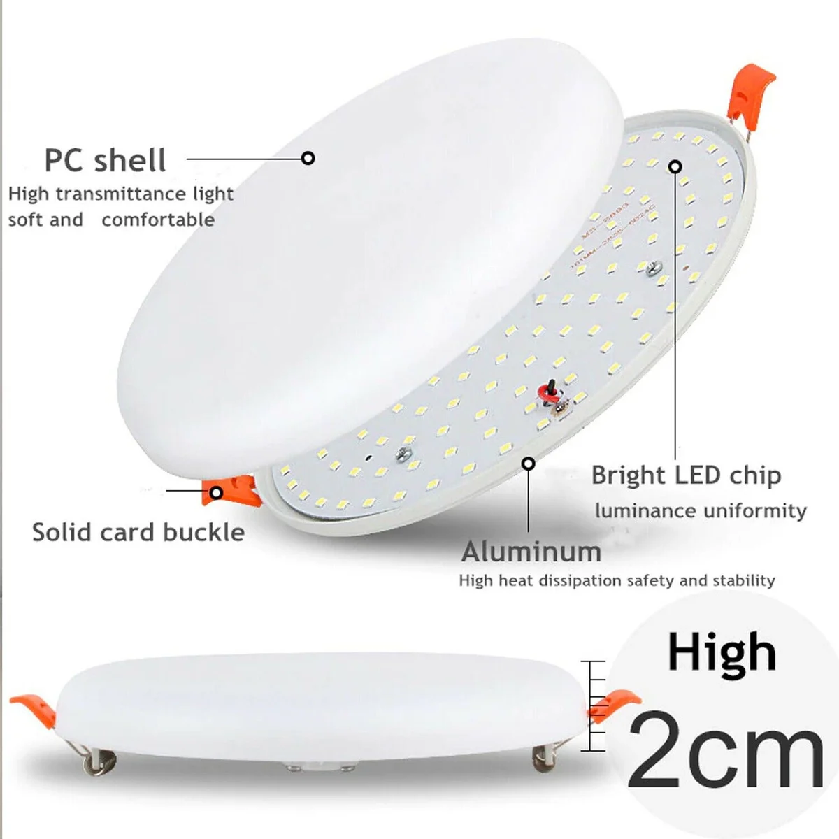 Square ultra-thin modern LED ceiling light flush mounted on white ceiling with integrated driver and wiring visible