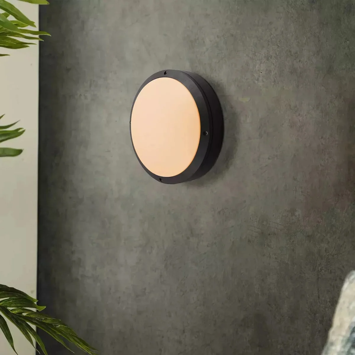 Round modern 12W LED flush ceiling light with white acrylic diffuser and aluminium frame, suitable for indoor and outdoor use