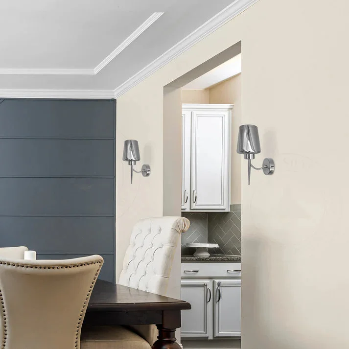 Modern industrial wall sconce with smoked glass shade and chrome finish, compatible with E27 bulb wall light fittings