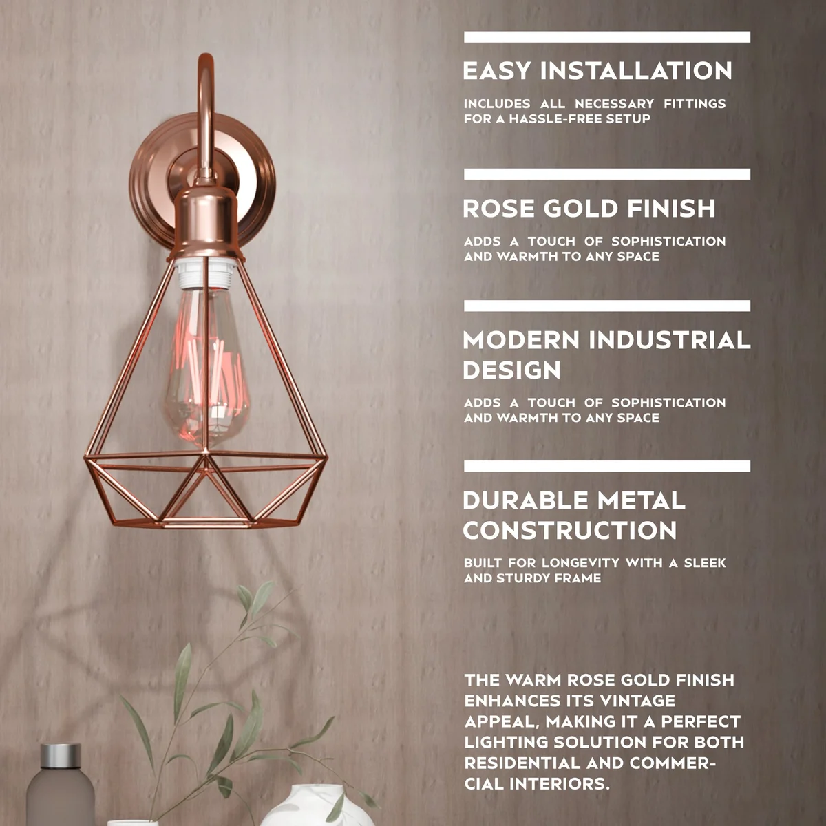 Vintage metal wall light with wire cage and swan neck design, suitable for indoor wall mounting with E27 bulb holder
