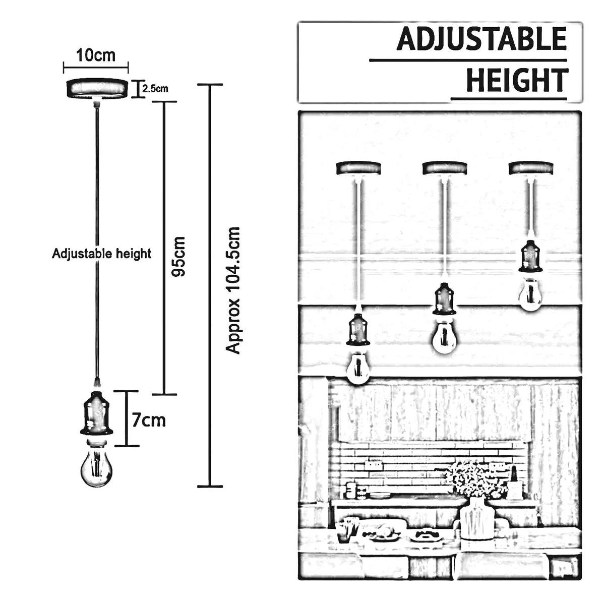 Cyan blue vintage pendant light with round ceiling rose and adjustable cable, suitable for E27 bulbs, indoor use