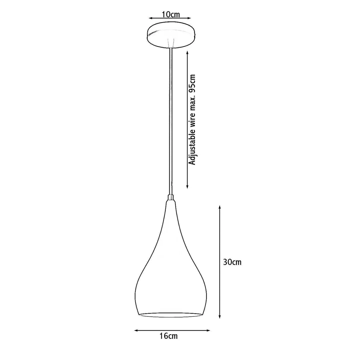 Retro pendant lighting with metal and PVC shade, E27 socket, 95 cm cable, designed for indoor use