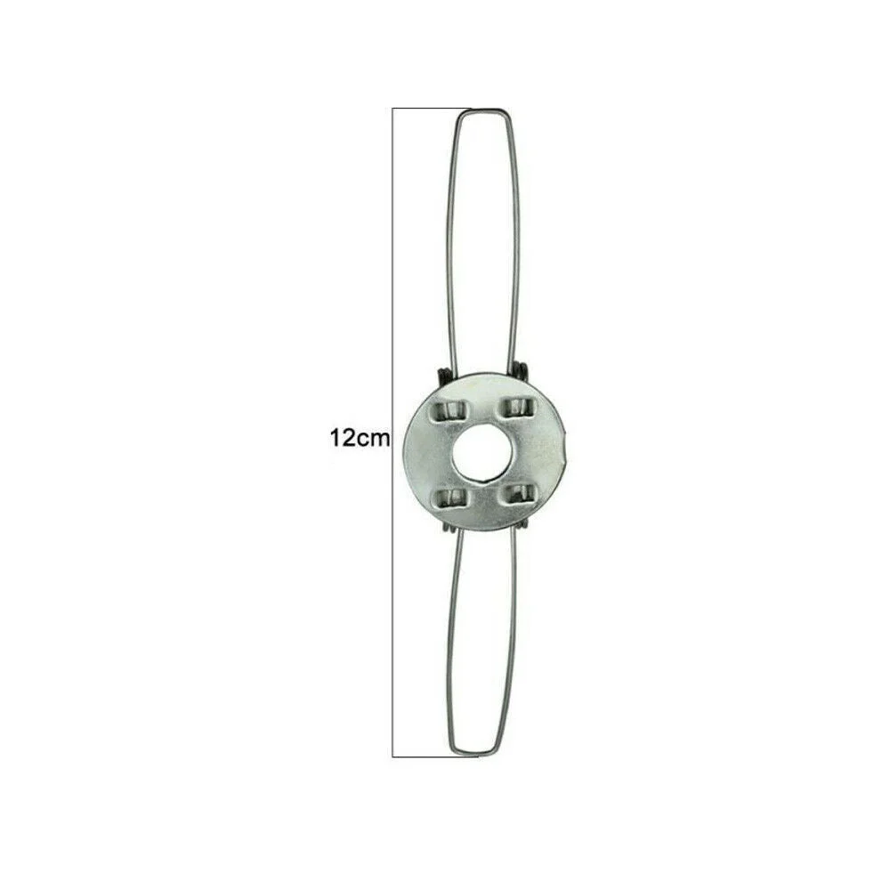 Circular metal spring clip with two wire arms, designed as a lamp shade holder for securing lamp parts