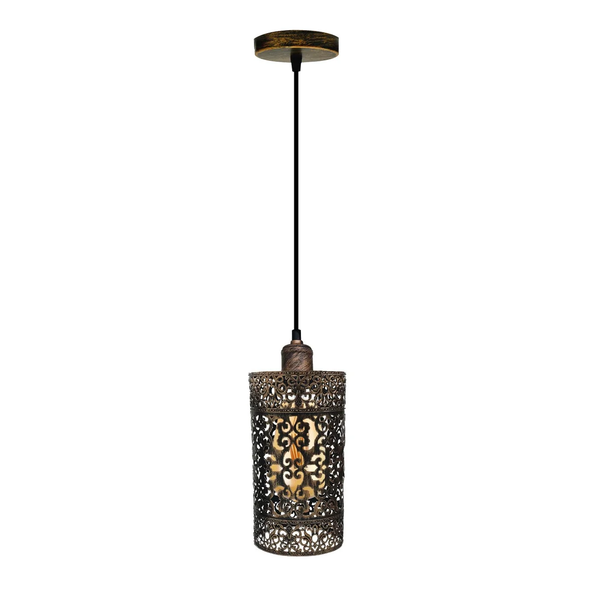 Vintage metal cage pendant dimmable ceiling light with E27 base and adjustable 95cm hanging cord, indoor use