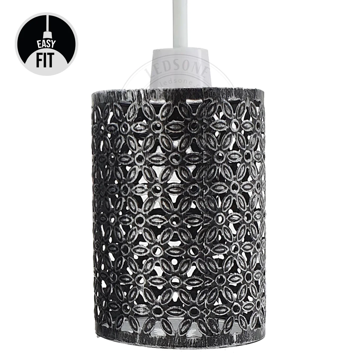 Brushed brass industrial ceiling lampshade with metal wire cage and drum shape, easy fit for indoor use.