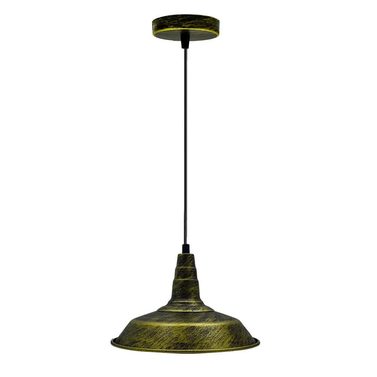 Modern pendant light with brushed brass finish and 95cm PVC cable ceiling light hanging from ceiling plate